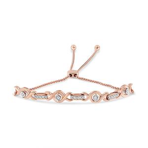 Haus of Brilliance Rose Gold Over Silver Twist Bolo Bracelet alternate view