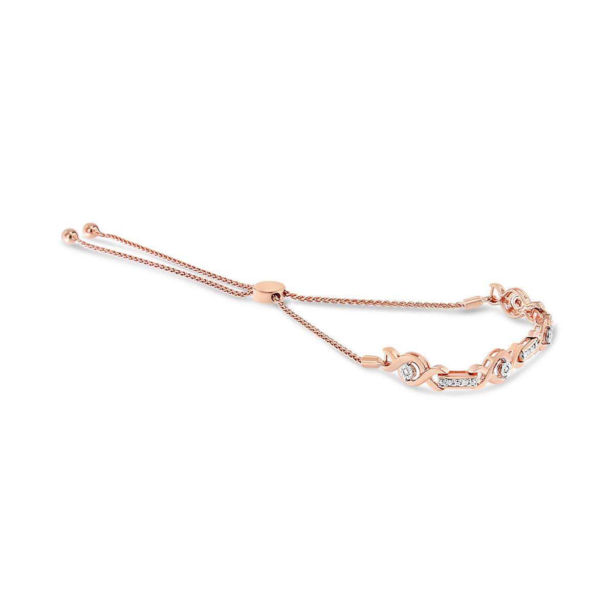 Haus Of Brilliance Rose Gold Over Silver Twist Bolo Bracelet