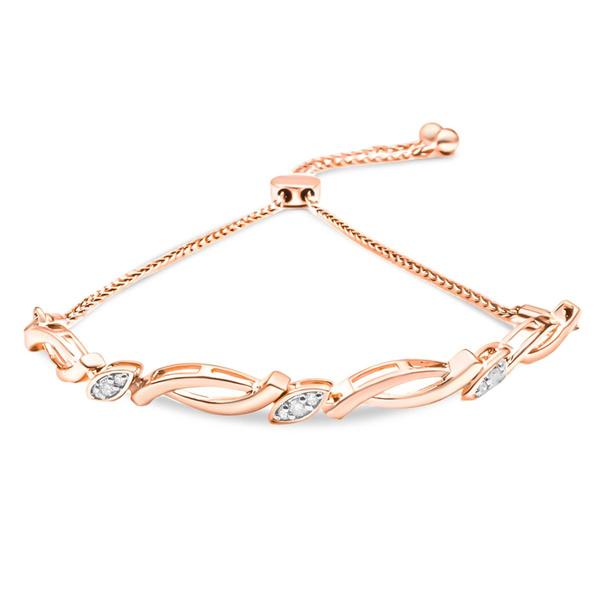 Haus of Brilliance 14kt. Rose Gold Plated Diamond Bolo Bracelet