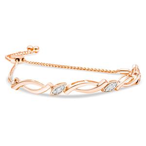 Haus of Brilliance 14kt. Rose Gold Plated Diamond Bolo Bracelet alternate view