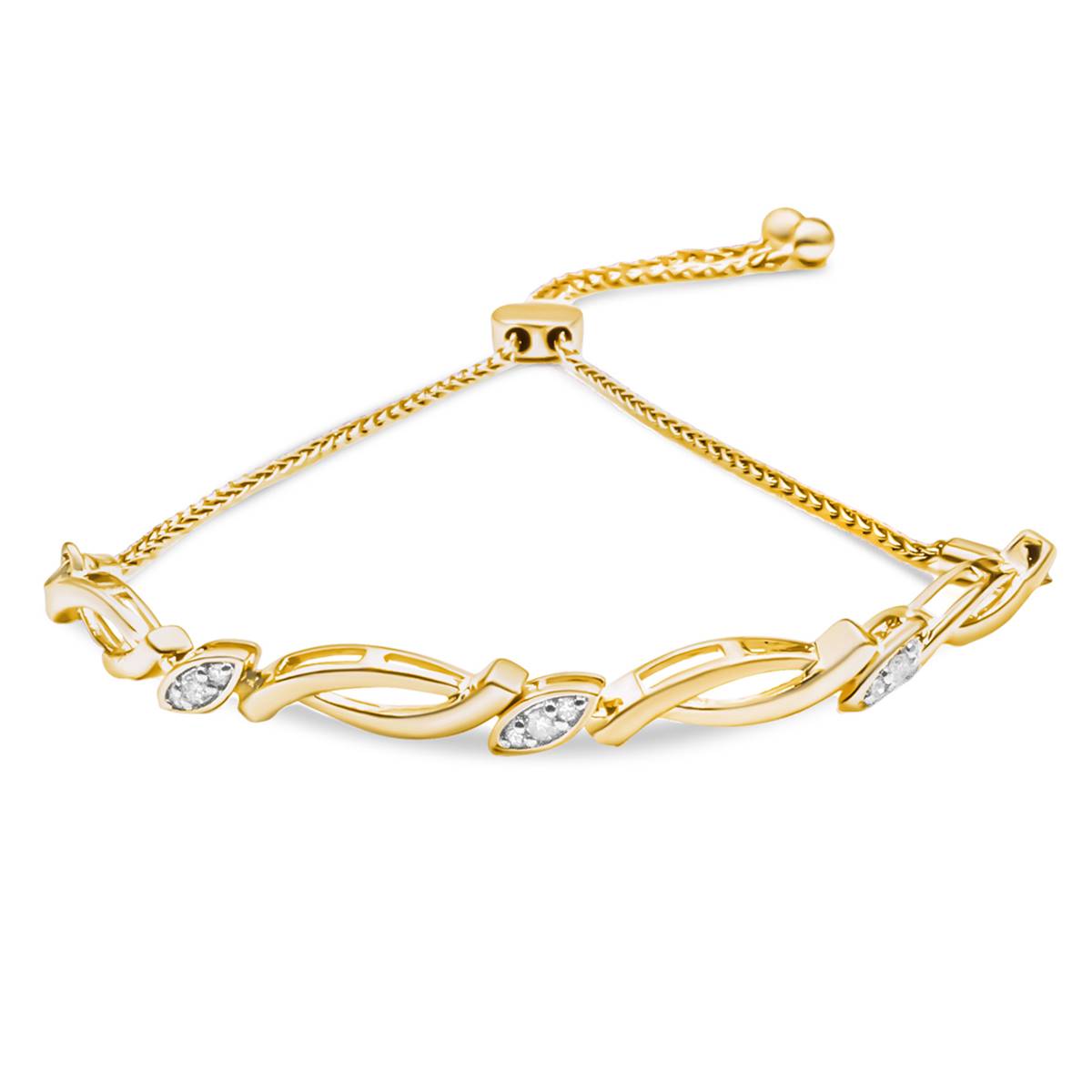 Haus Of Brilliance 14kt. Yellow Gold Plated Diamond Bolo Bracelet