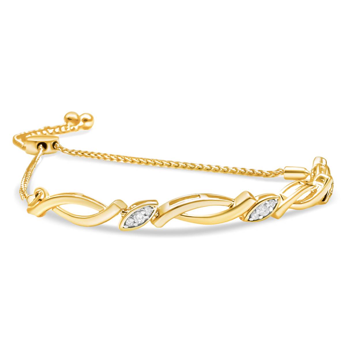 Haus Of Brilliance 14kt. Yellow Gold Plated Diamond Bolo Bracelet