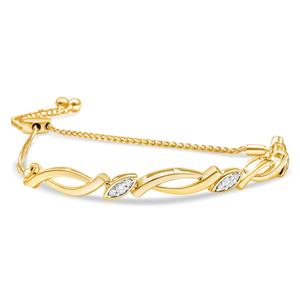 Haus of Brilliance 14kt. Yellow Gold Plated Diamond Bolo Bracelet alternate view