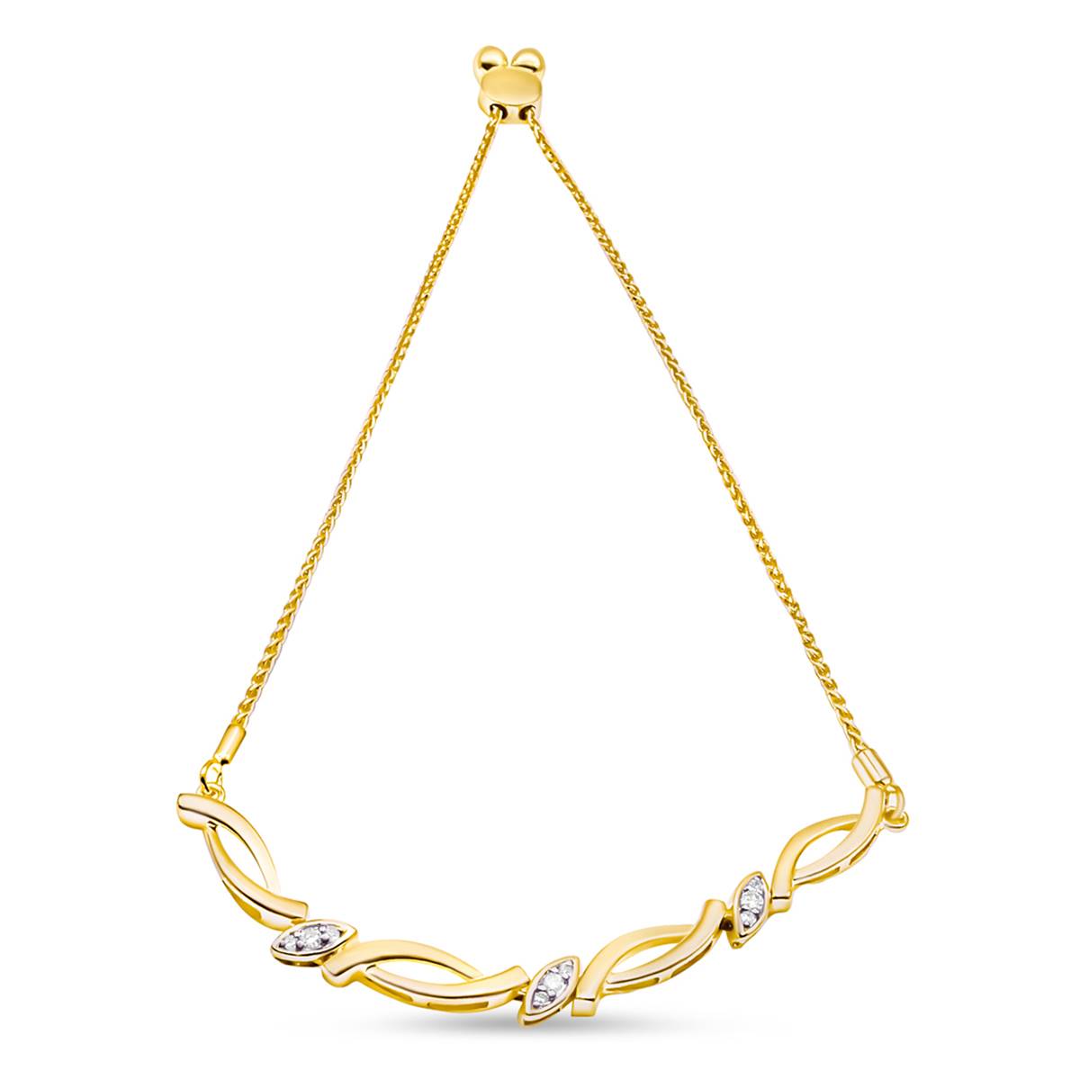 Haus Of Brilliance 14kt. Yellow Gold Plated Diamond Bolo Bracelet