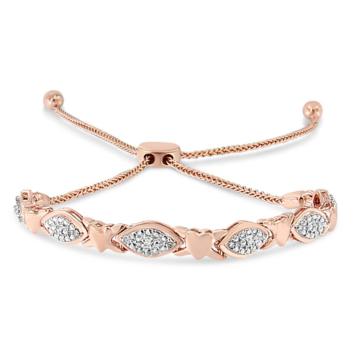 Haus Of Brilliance 14kt. Rose Gold Plated Diamond Bolo Bracelet