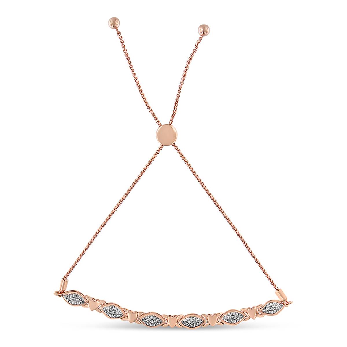 Haus Of Brilliance 14kt. Rose Gold Plated Diamond Bolo Bracelet