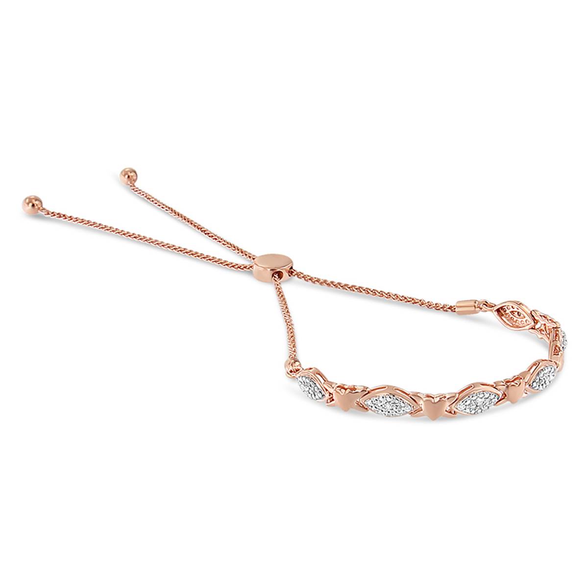 Haus Of Brilliance 14kt. Rose Gold Plated Diamond Bolo Bracelet