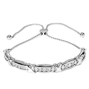 Haus of Brilliance Sterling Silver 1/10ctw. Diamond X Bracelet