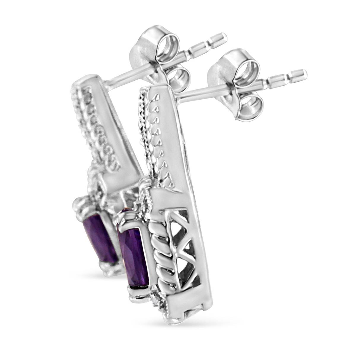 Haus Of Brilliance Amethyst Diamond Dangle Earrings