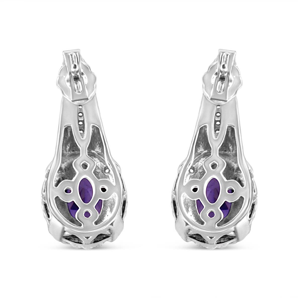 Haus Of Brilliance Amethyst Diamond Dangle Earrings