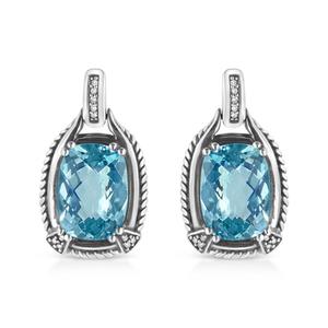 Haus of Brilliance Blue Topaz Diamond Dangle Earrings