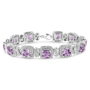 Haus of Brilliance Purple Amethyst & 1/10ctw. Diamond Bracelet