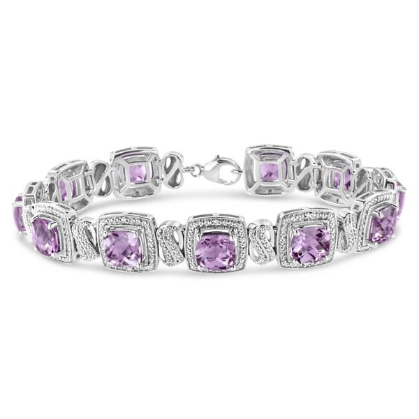 Haus of Brilliance Purple Amethyst & 1/10ctw. Diamond Bracelet