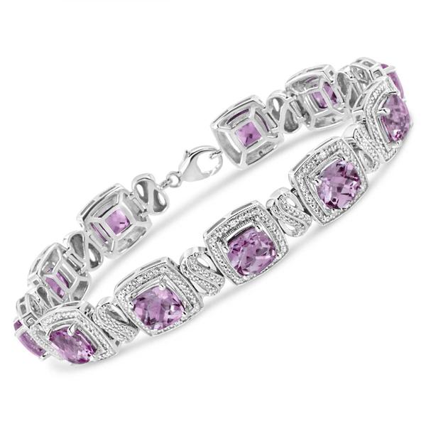 Haus of Brilliance Purple Amethyst & 1/10ctw. Diamond Bracelet alternate view