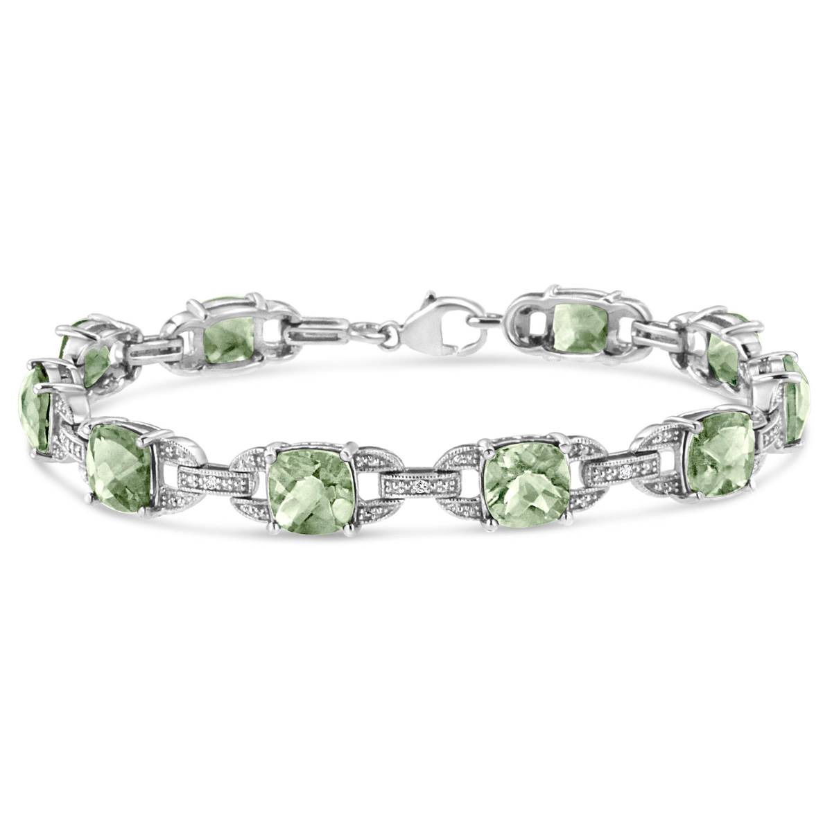 Haus Of Brilliance Green Amethyst & 1/20ctw. Diamond Bracelet