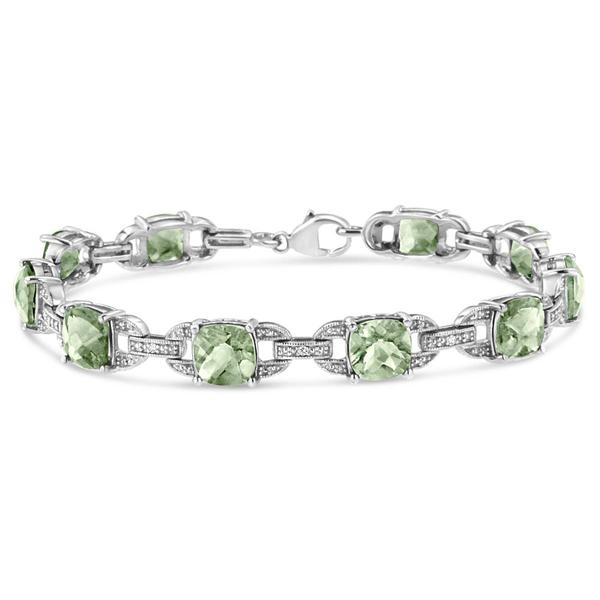Haus of Brilliance Green Amethyst & 1/20ctw. Diamond Bracelet