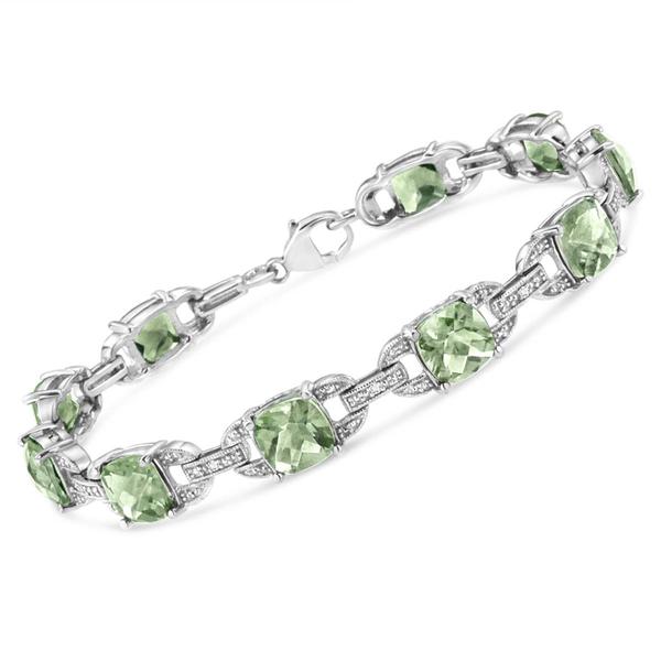 Haus of Brilliance Green Amethyst & 1/20ctw. Diamond Bracelet alternate view