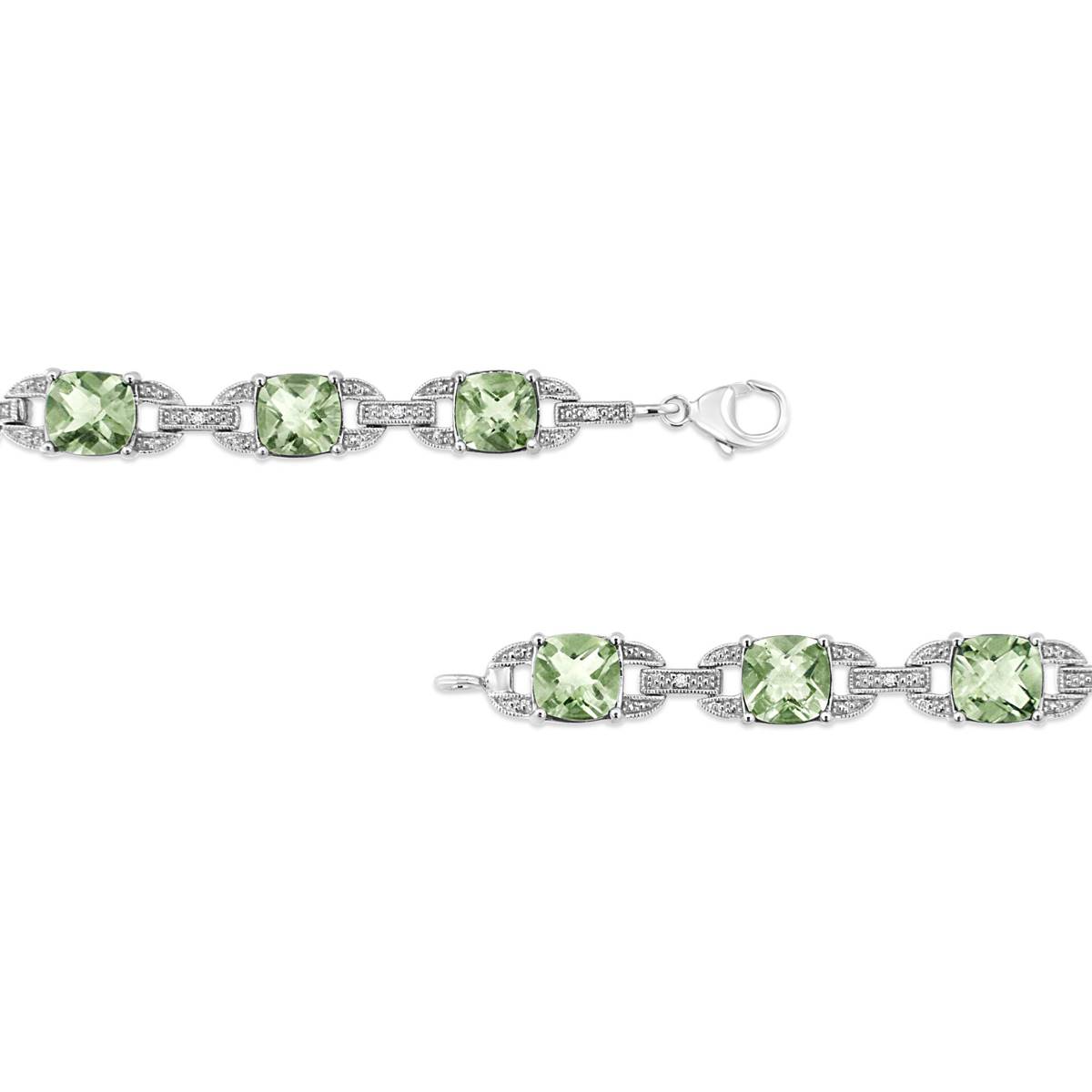 Haus Of Brilliance Green Amethyst & 1/20ctw. Diamond Bracelet