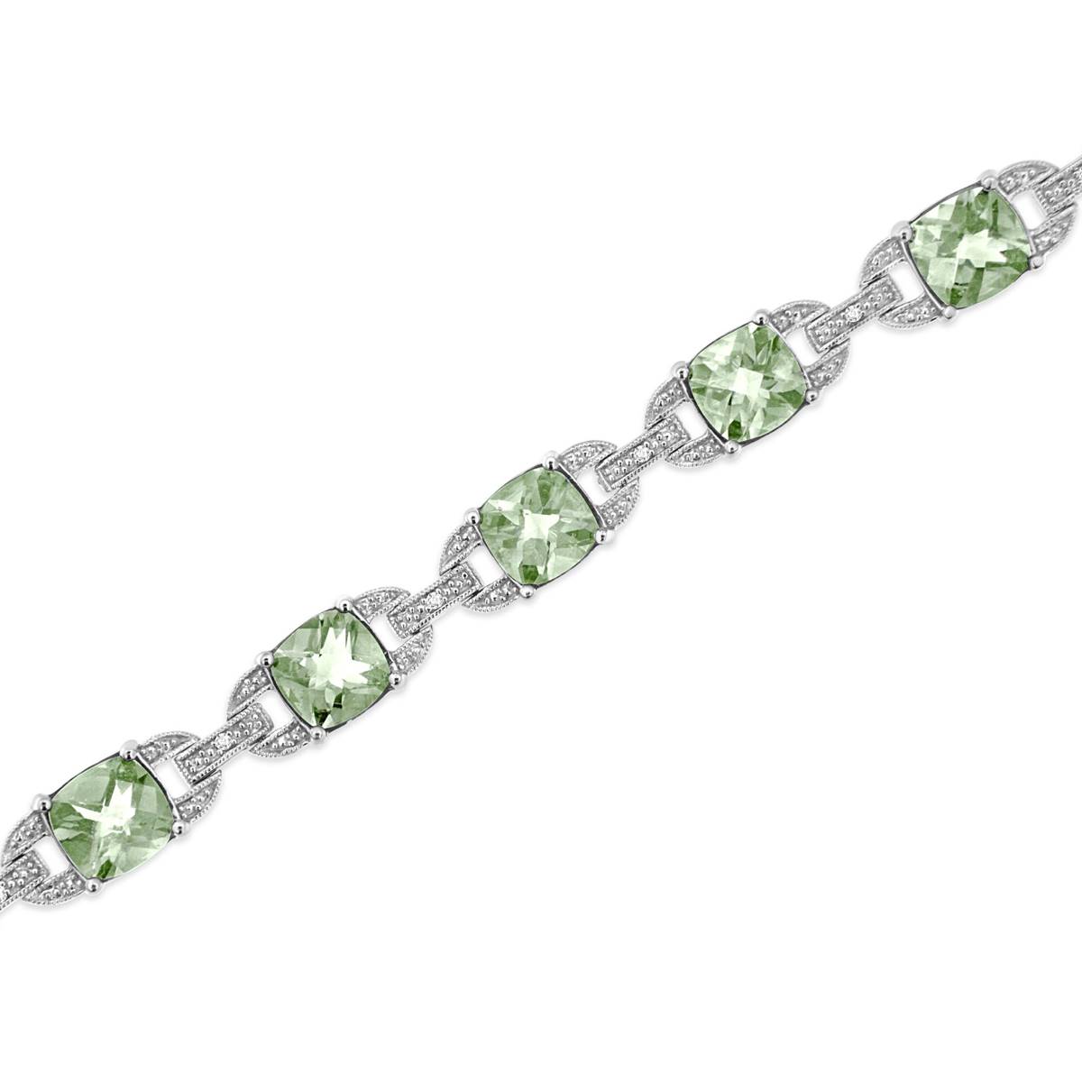 Haus Of Brilliance Green Amethyst & 1/20ctw. Diamond Bracelet