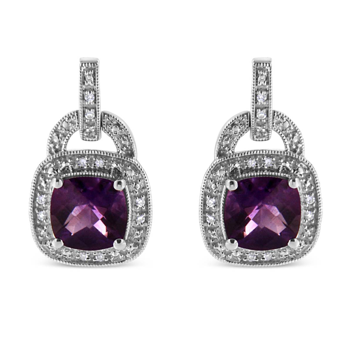 Haus Of Brilliance Amethyst And Diamond Halo Earrings