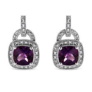 Haus of Brilliance Amethyst and Diamond Halo Earrings