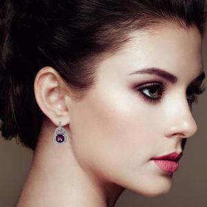 Haus of Brilliance Amethyst and Diamond Halo Earrings alternate view