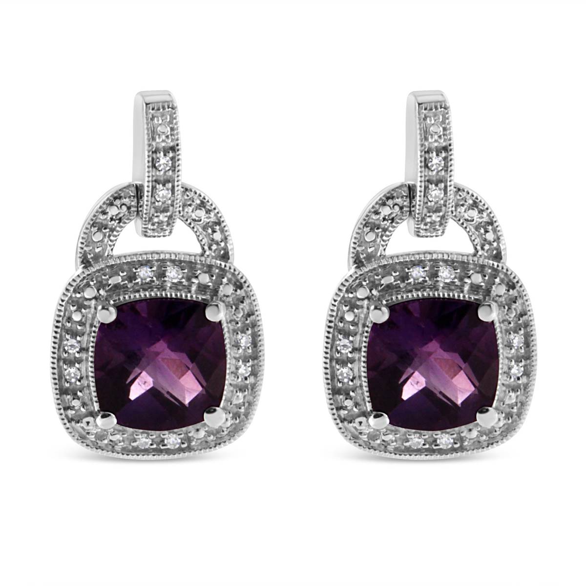 Haus Of Brilliance Amethyst And Diamond Halo Earrings