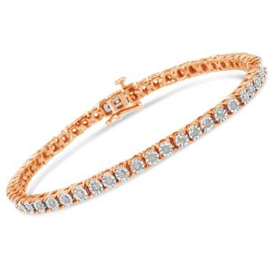 Haus of Brilliance Rose Gold over Silver Tennis Bracelet alternate view