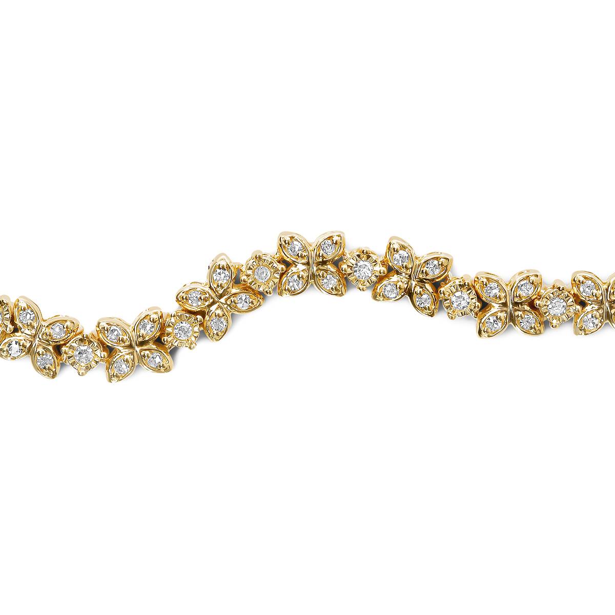 Haus Of Brilliance Gold Plated 1/4ctw. Diamond Link Bolo Bracelet