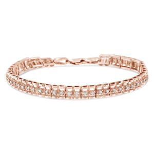 Haus of Brilliance Rose Gold over Silver Diamond Tennis Bracelet alternate view