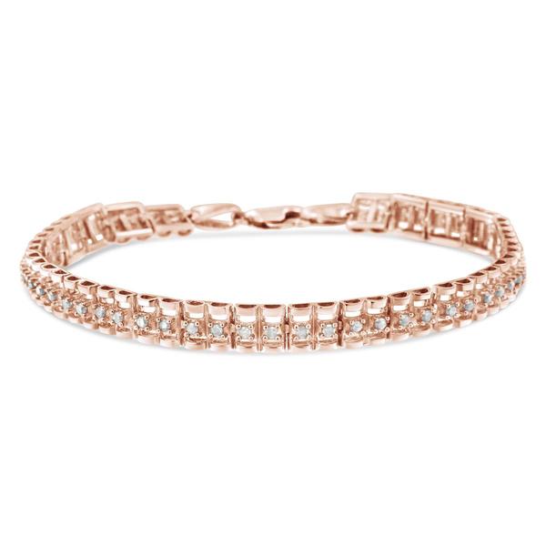 Haus of Brilliance Rose Gold over Silver Diamond Tennis Bracelet alternate view