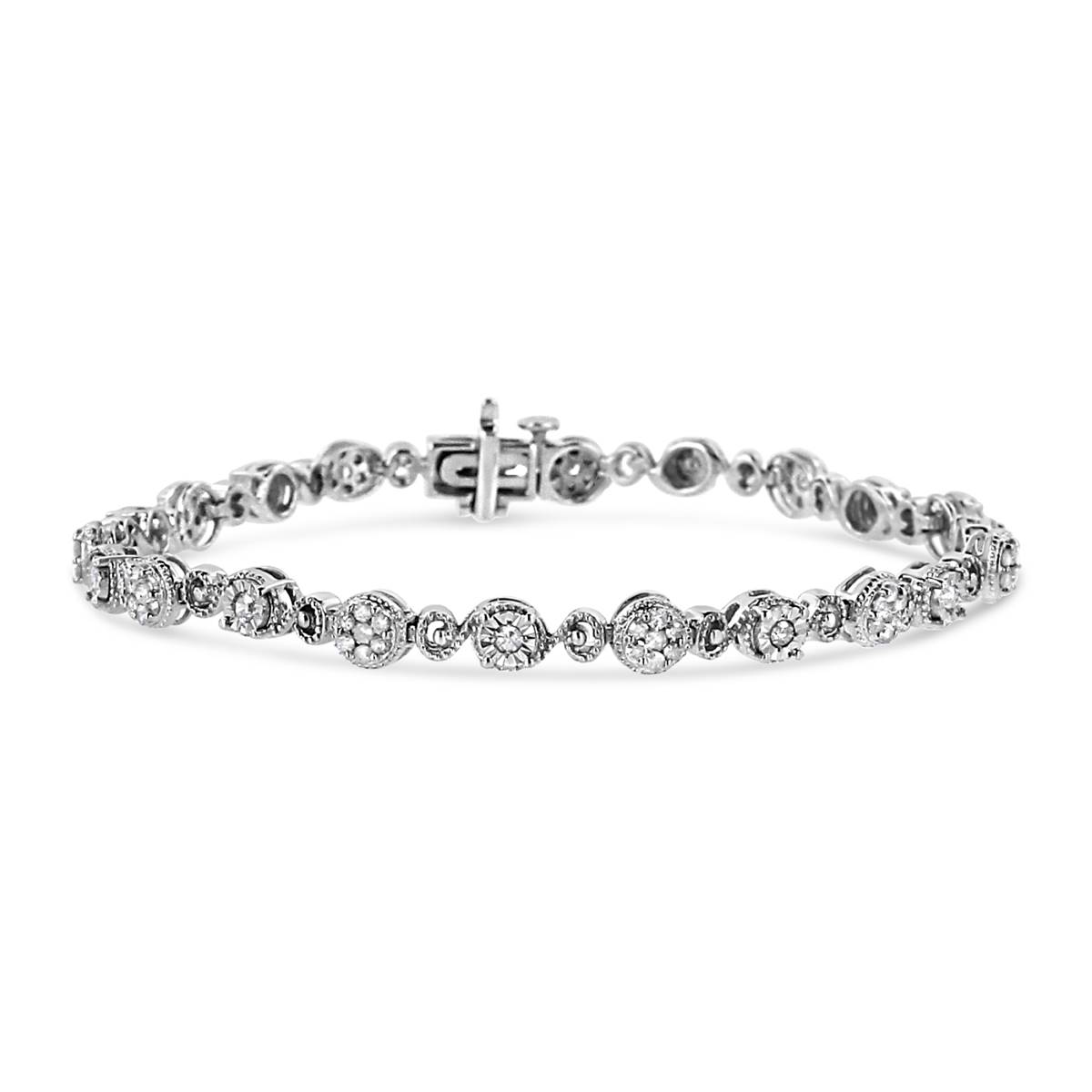 Haus Of Brilliance 1.0ctw. Diamond Swirl Beaded Link Bracelet