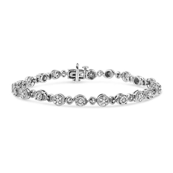 Haus of Brilliance 1.0ctw. Diamond Swirl Beaded Link Bracelet
