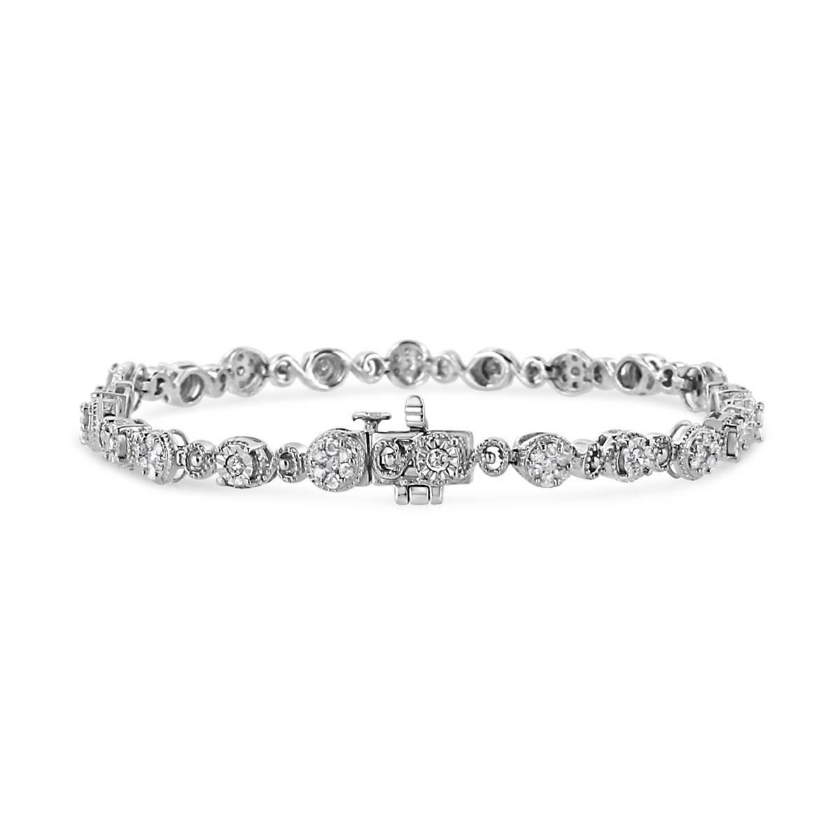 Haus Of Brilliance 1.0ctw. Diamond Swirl Beaded Link Bracelet