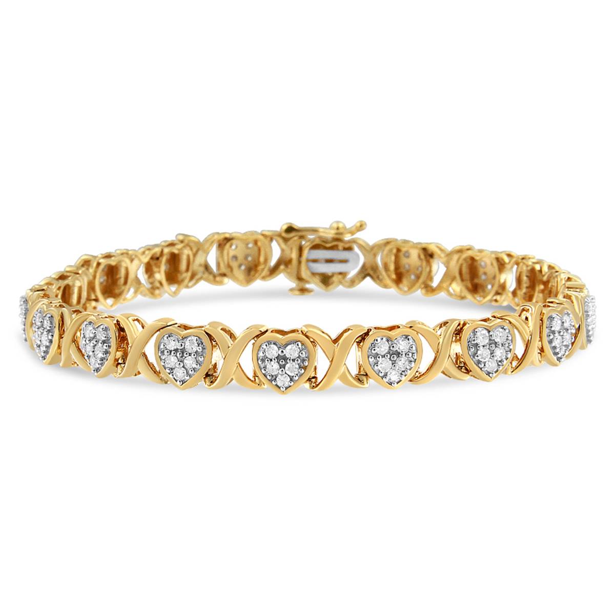 Haus Of Brilliance 14kt. Gold Plated 1ctw. Diamond Heart Bracelet