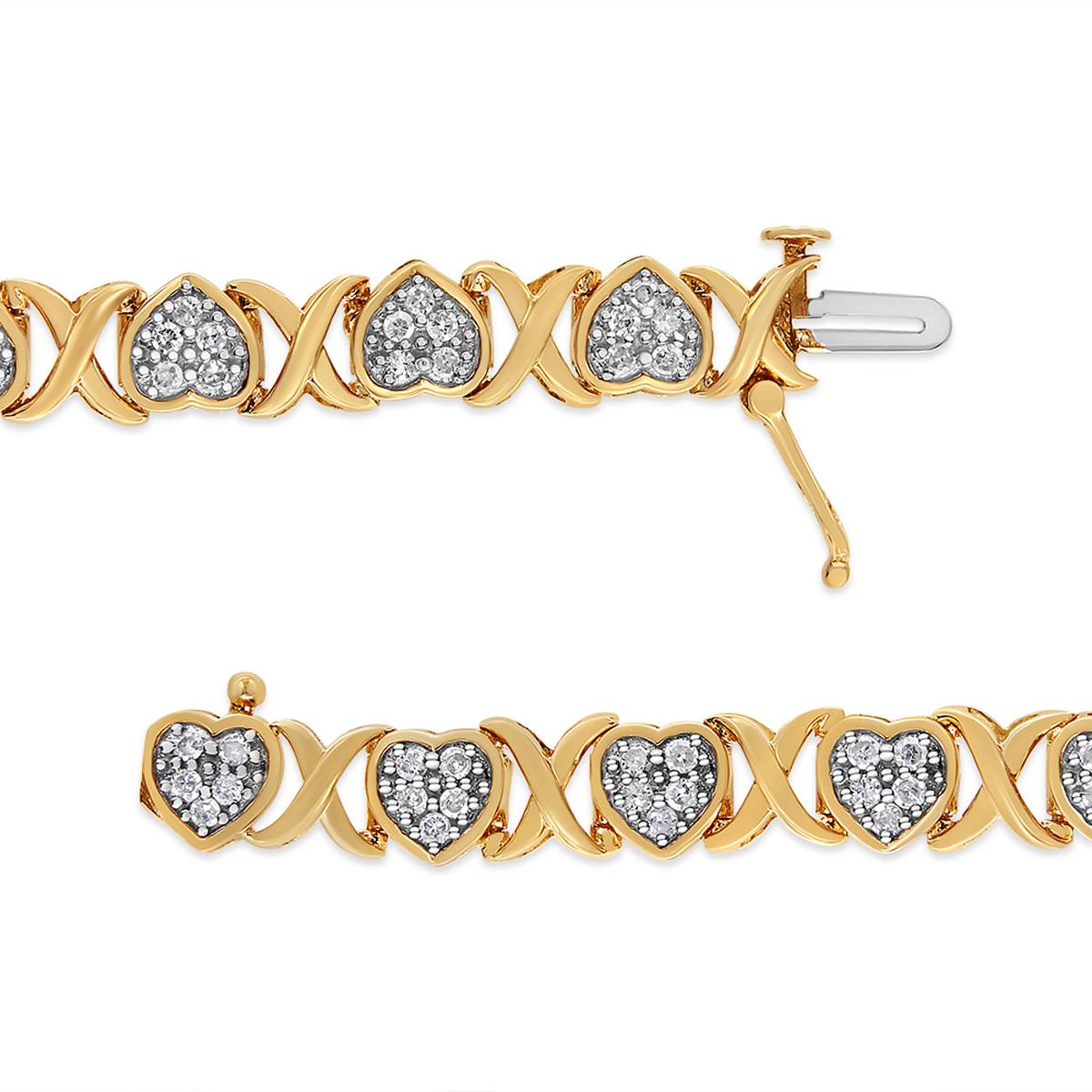 Haus Of Brilliance 14kt. Gold Plated 1ctw. Diamond Heart Bracelet