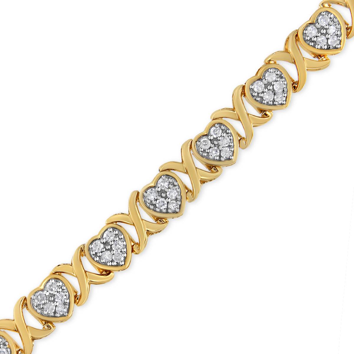 Haus Of Brilliance 14kt. Gold Plated 1ctw. Diamond Heart Bracelet