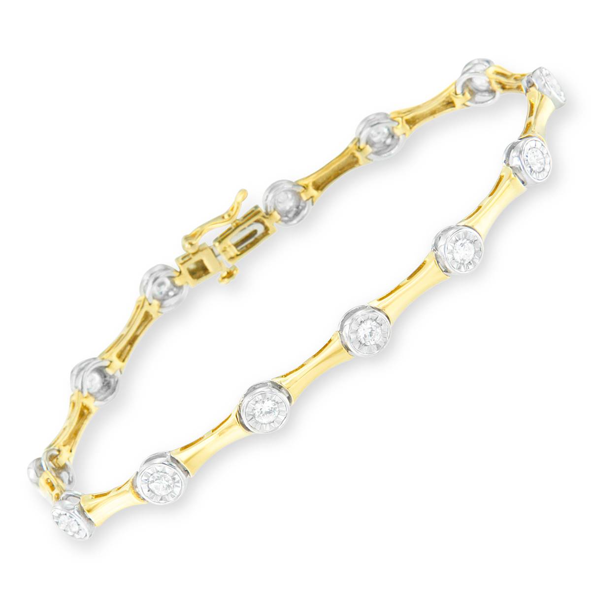 Haus Of Brilliance 10kt. Gold Plated 1ctw. Diamond Link Bracelet