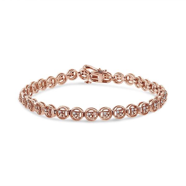 Haus of Brilliance Rose Gold over Silver Diamond Tennis Bracelet
