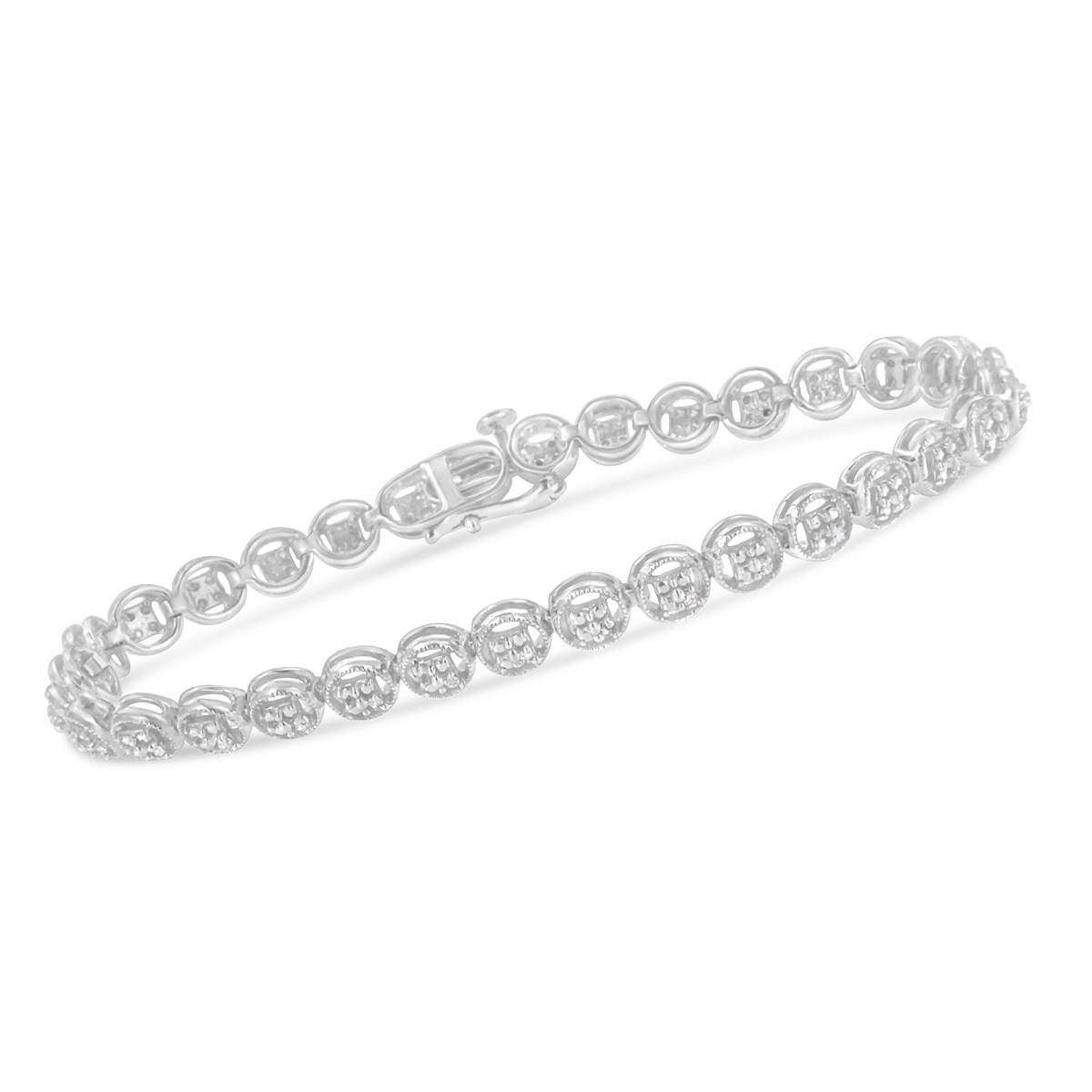 Diamond Classics(tm) Sterling Silver Diamond Circle Link Bracelet