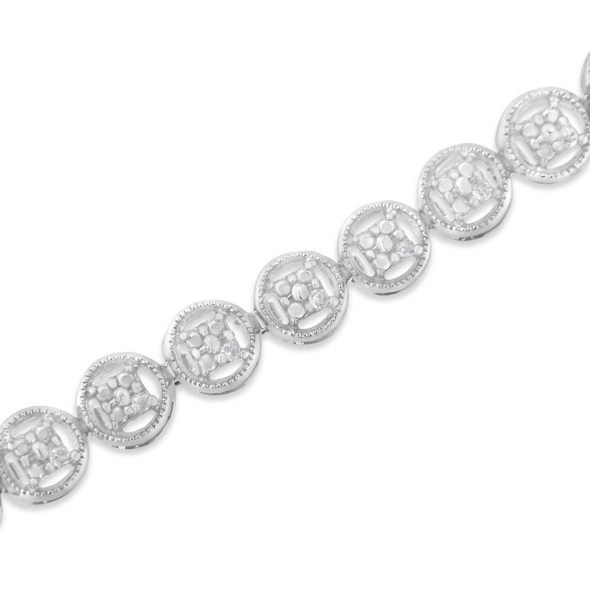 Diamond Classics(tm) Sterling Silver Diamond Circle Link Bracelet