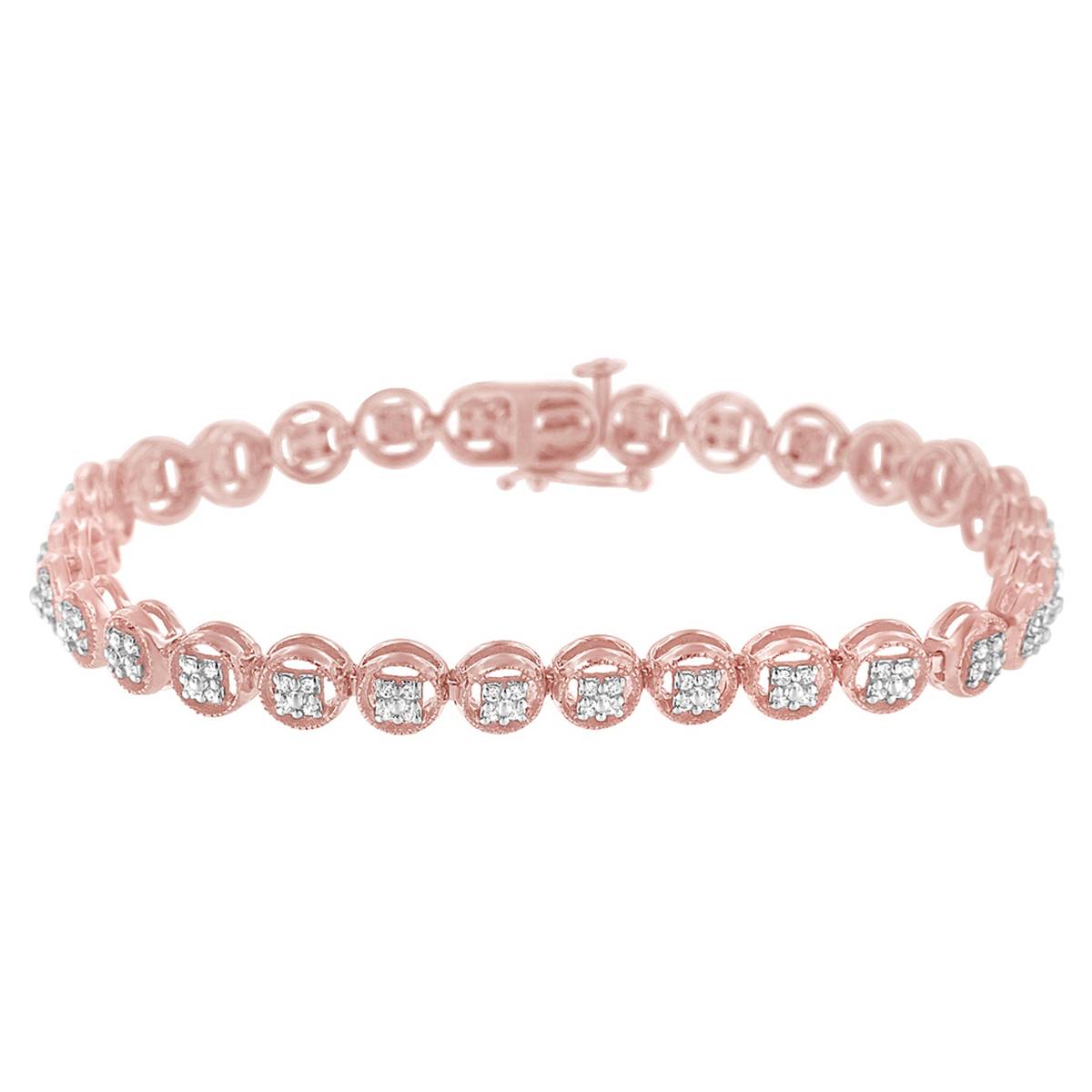 Haus Of Brilliance 14kt. Rose Gold Plated Diamond Link Bracelet