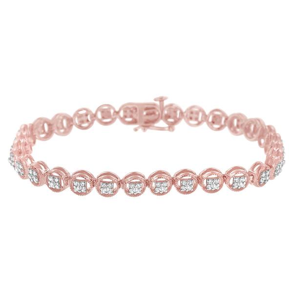 Haus of Brilliance 14kt. Rose Gold Plated Diamond Link Bracelet