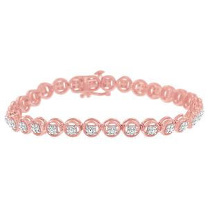 Haus of Brilliance 14kt. Rose Gold Plated Diamond Link Bracelet alternate view