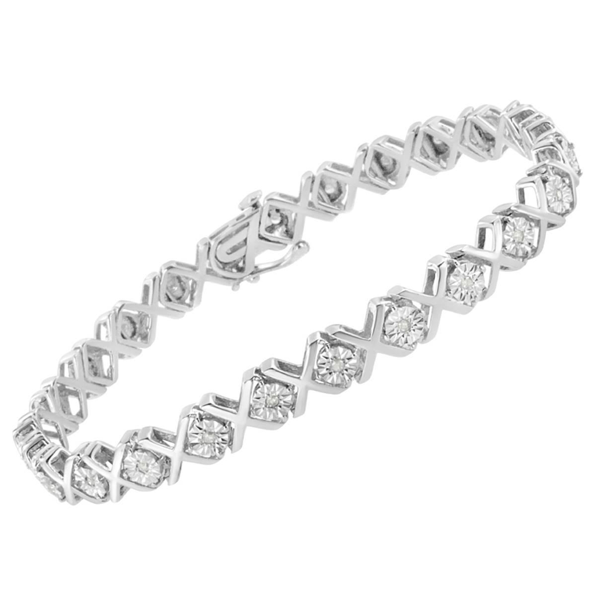 Haus Of Brilliance Silver 1/4ctw. Diamond X Link Bracelet