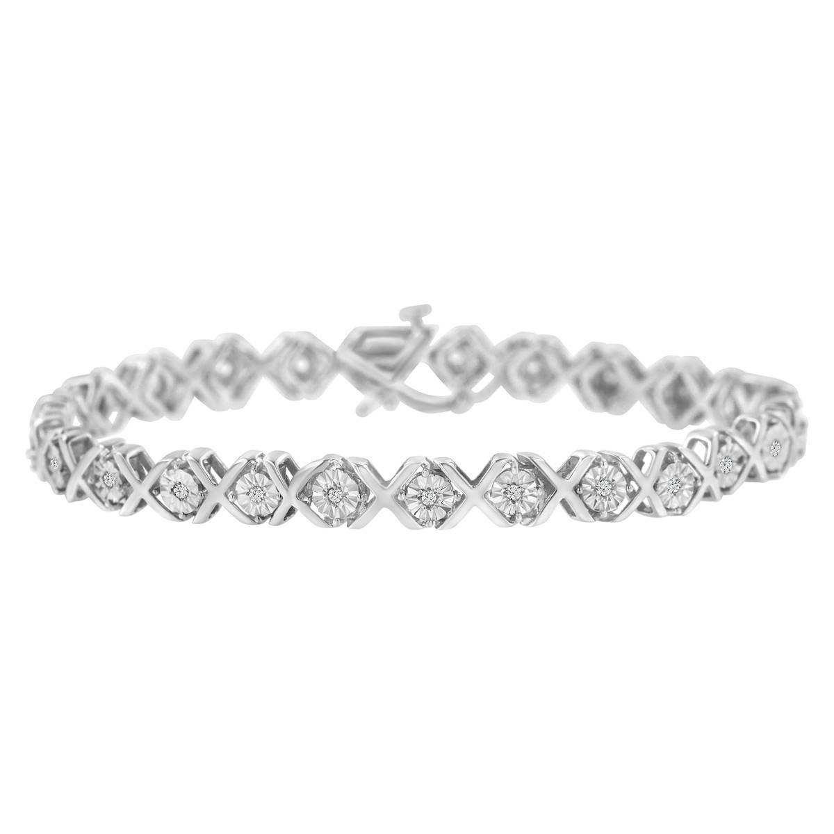 Haus Of Brilliance Silver 1/4ctw. Diamond X Link Bracelet