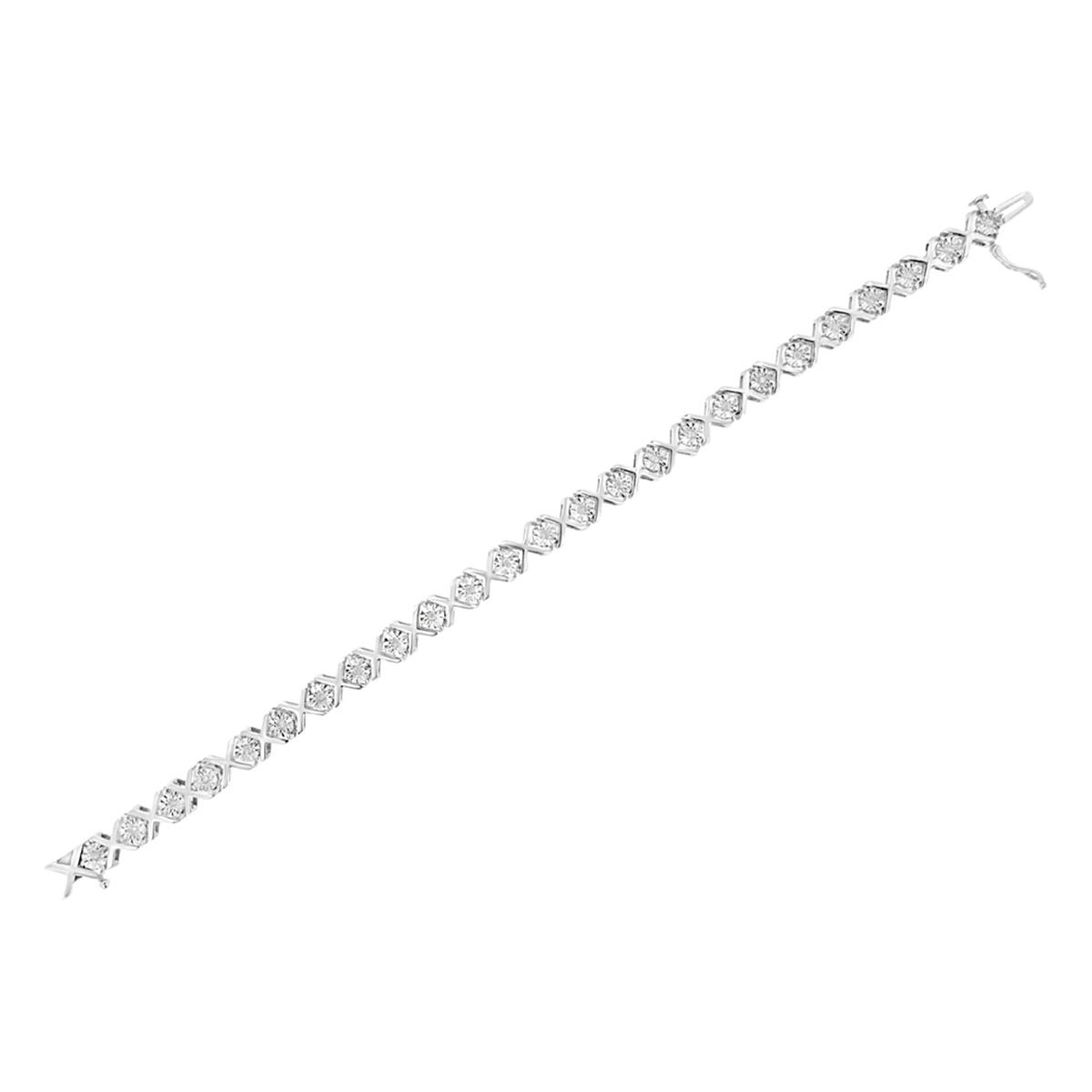 Haus Of Brilliance Silver 1/4ctw. Diamond X Link Bracelet