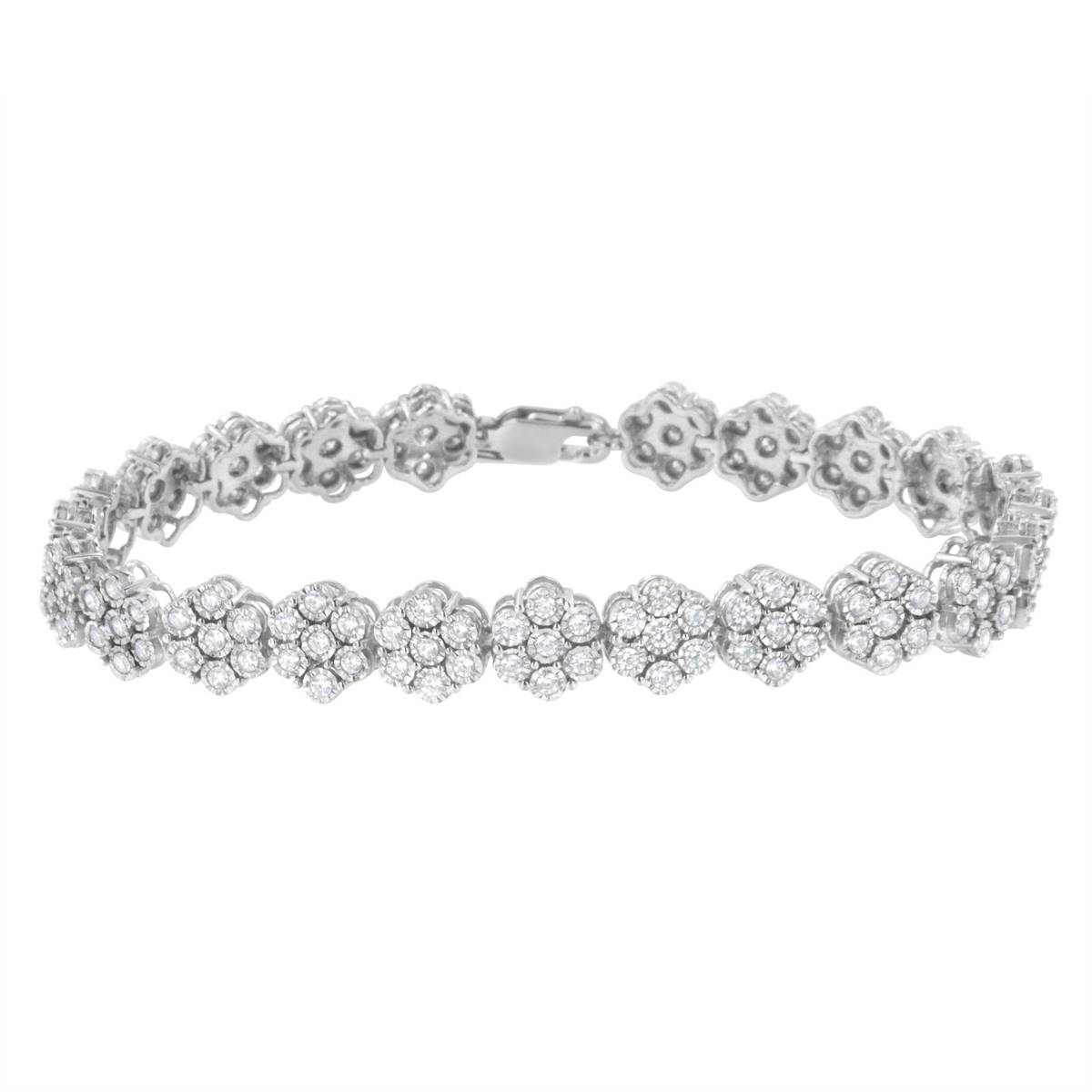 Haus Of Brilliance 2.0ctw. 7 Stone Diamond Floral Link Bracelet