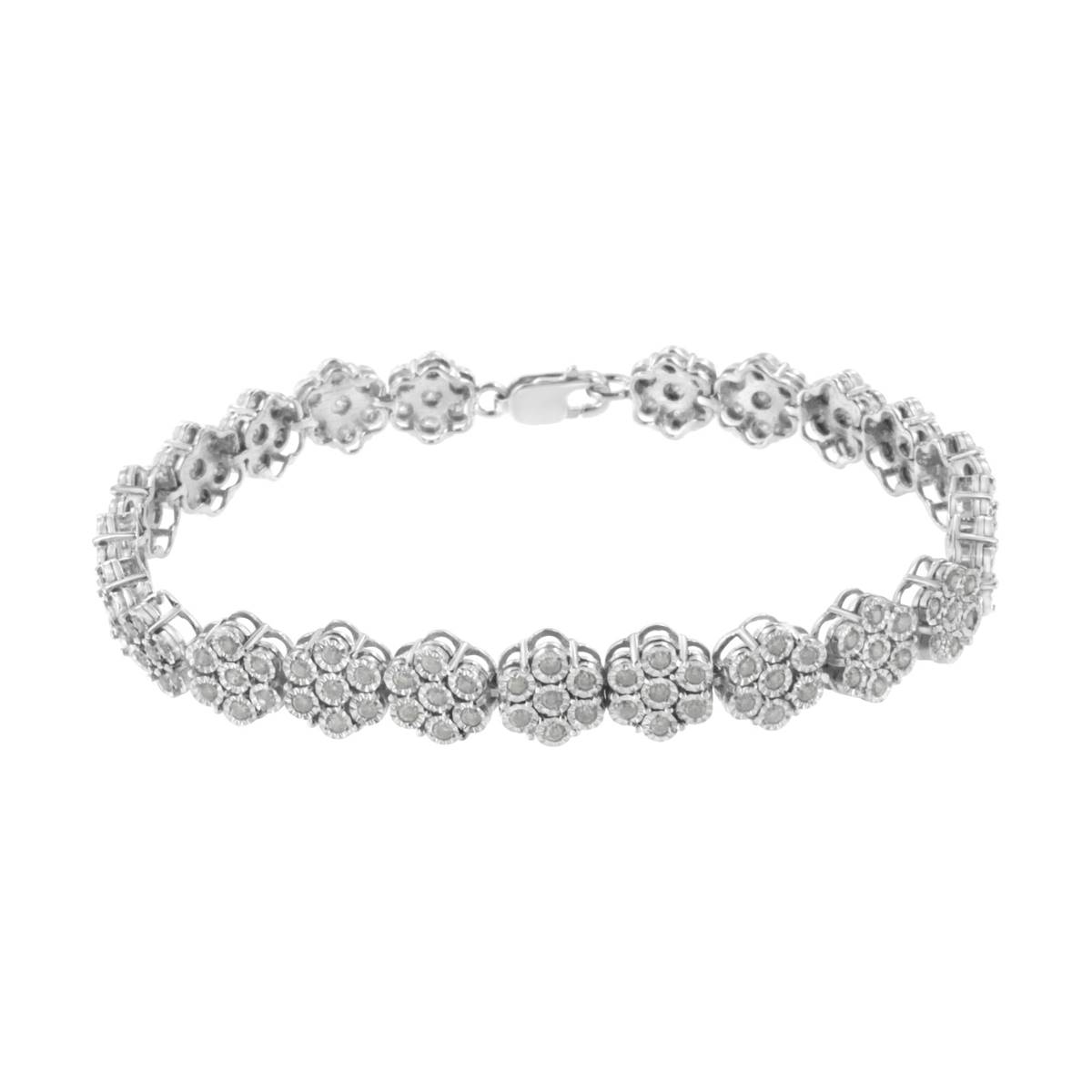 Haus Of Brilliance 2.0ctw. 7 Stone Diamond Floral Link Bracelet