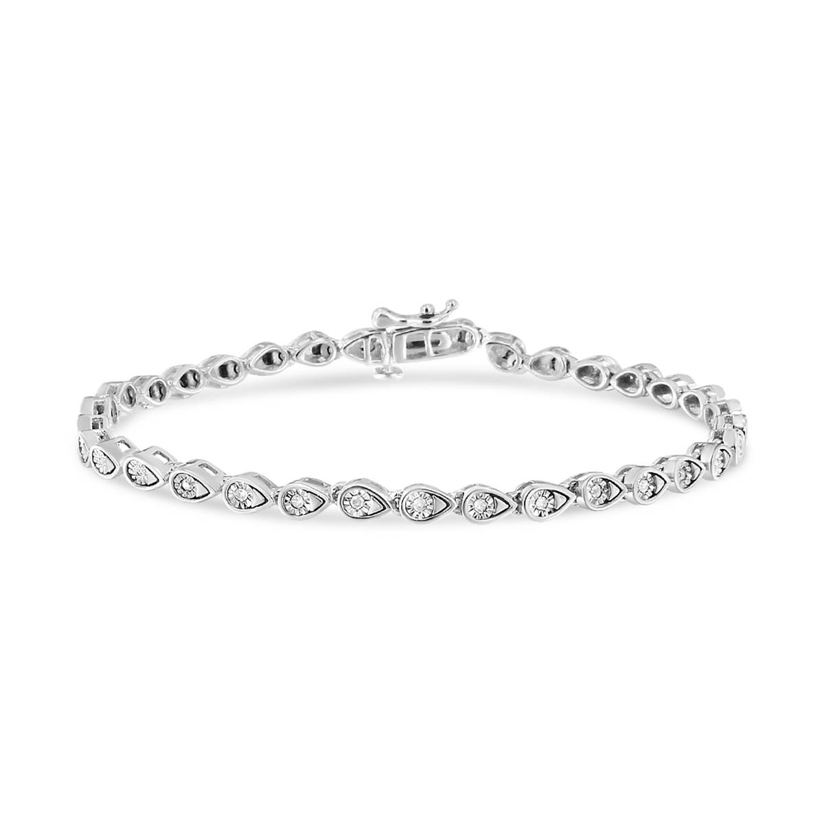 Haus Of Brilliance Sterling Silver Diamond Pear Link Bracelet